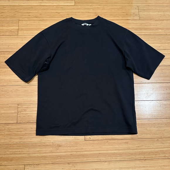 Uniqlo AIRism Cotton Oversized Crew Neck Half-Sleeve Black T-Shirt Size Small - Picture 1 of 5